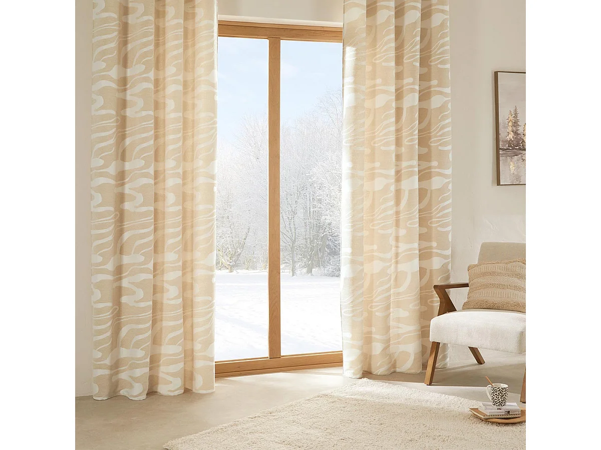 Ösenvorhang aus Jacquard-Chenille mit abstraktem Welleneffekt 140 x 260 cm