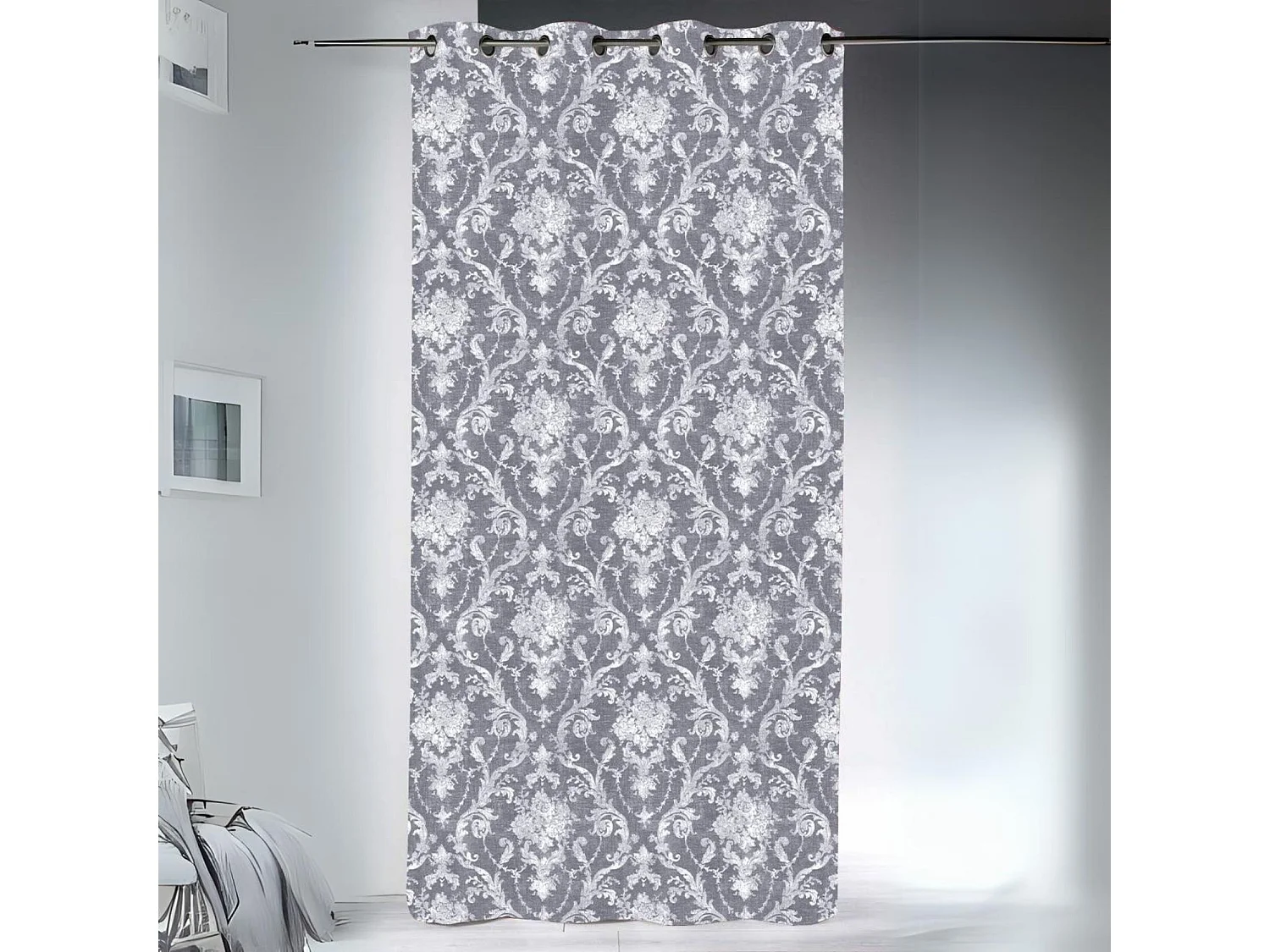 Cortina opaca ollaos motivos grandes flores barrocas 145 x 260 cm