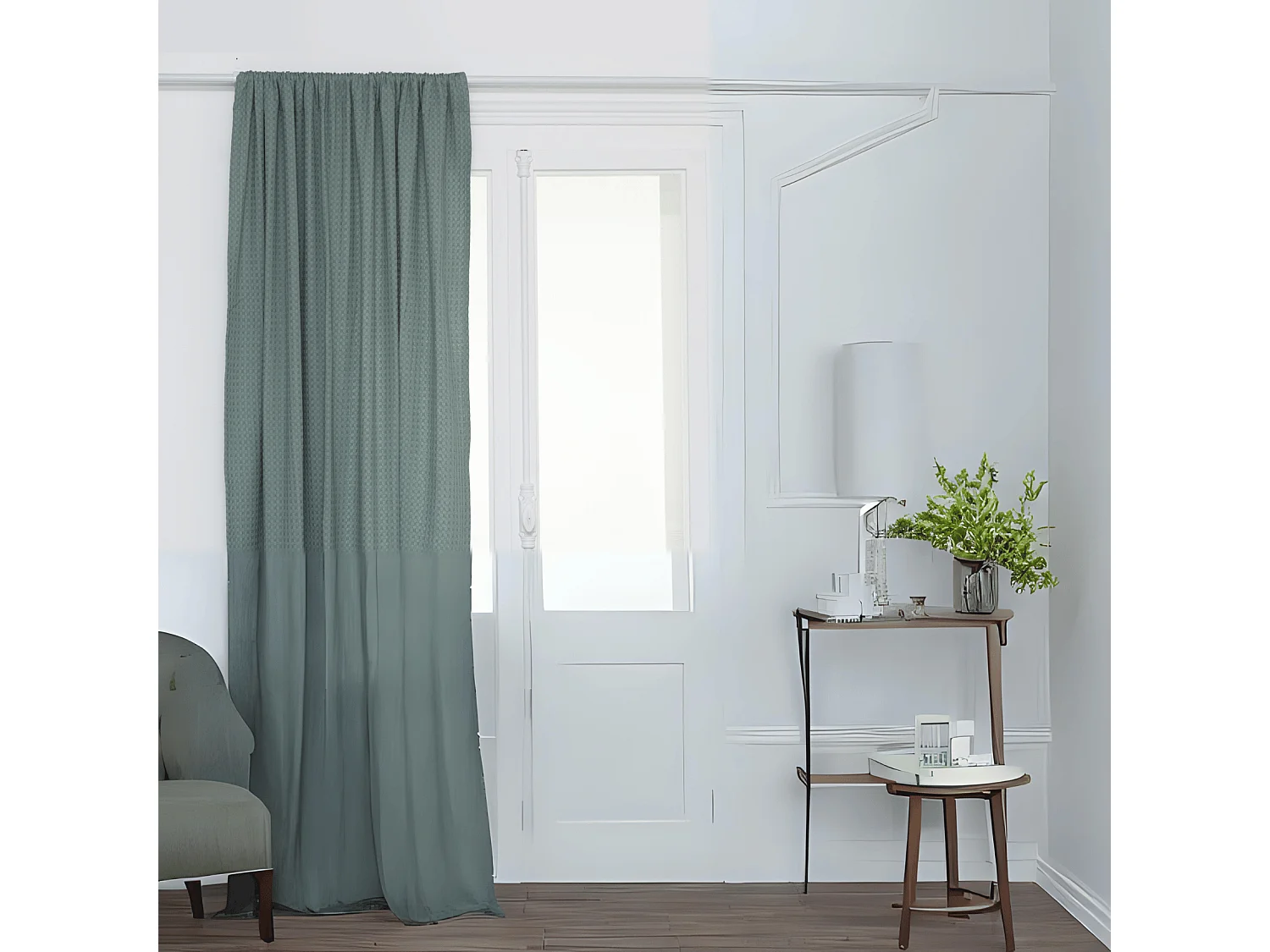 Rideau Nid d'Abeille "Widdy" 130x260cm Vert Céladon