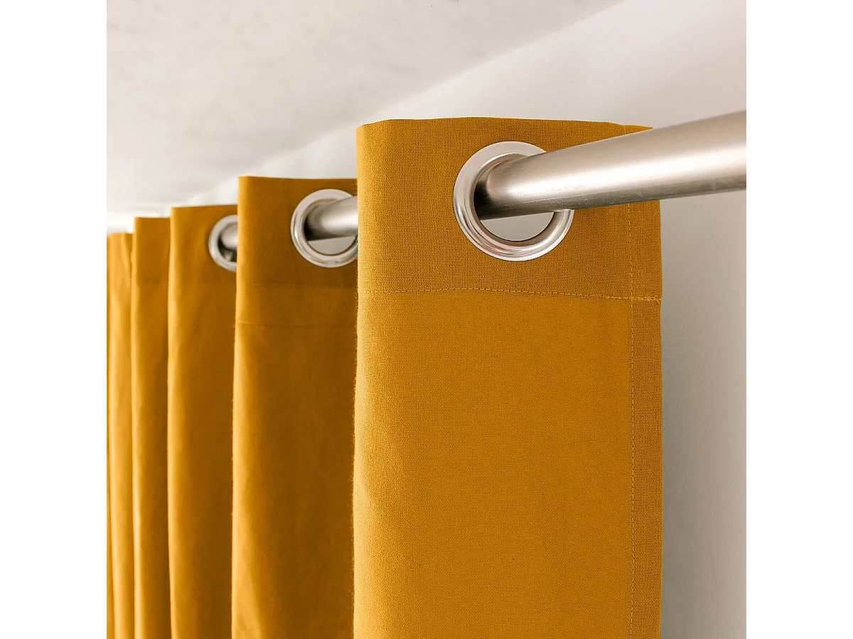 Rideau Uni à Œillets "Panama" 135x240cm Moutarde