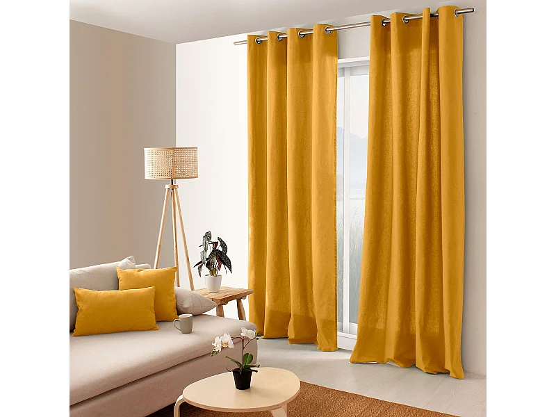 Rideau Uni à Œillets "Panama" 135x240cm Moutarde