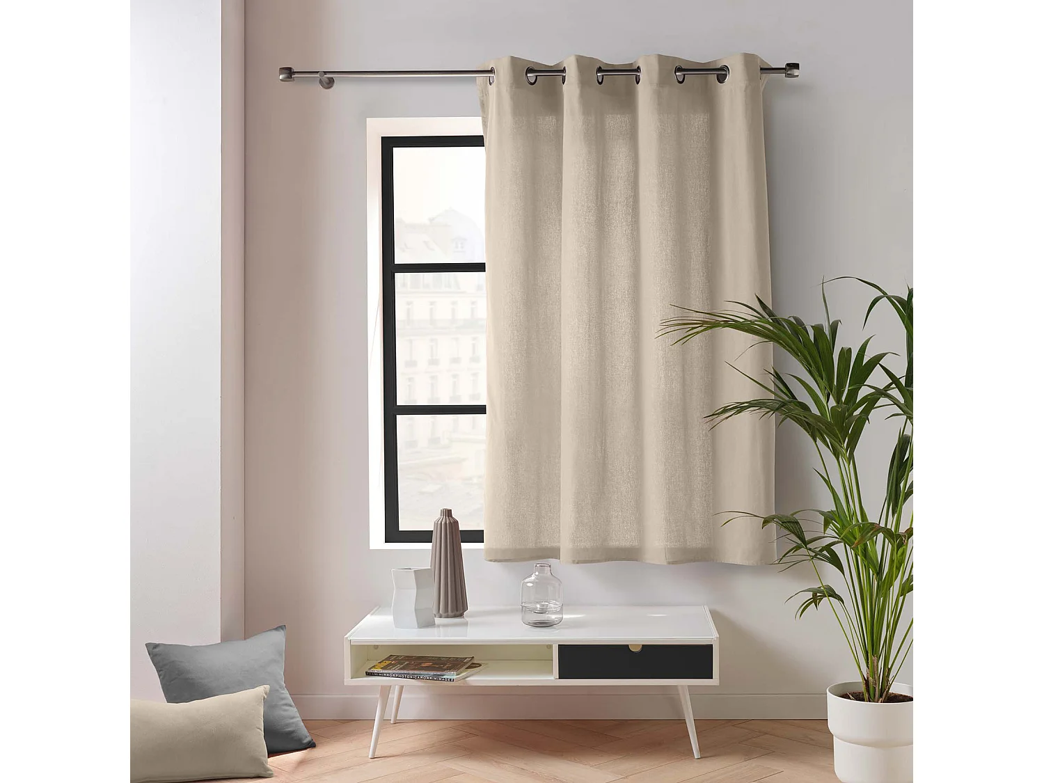 Visillo de decoración de poliéster/algodón reciclado 135 x 180 cm