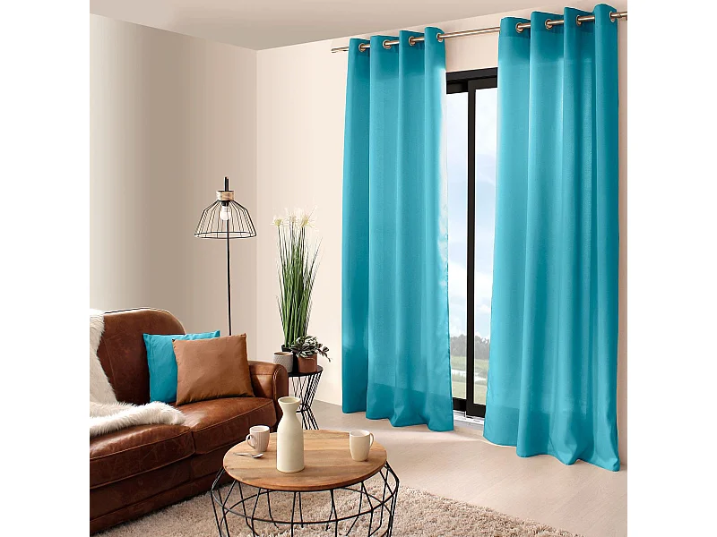 Rideau à Œillets Uni "Basic" 140x240cm Turquoise