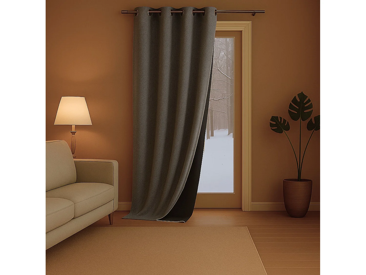 Rideau anti-froid doublé polaire