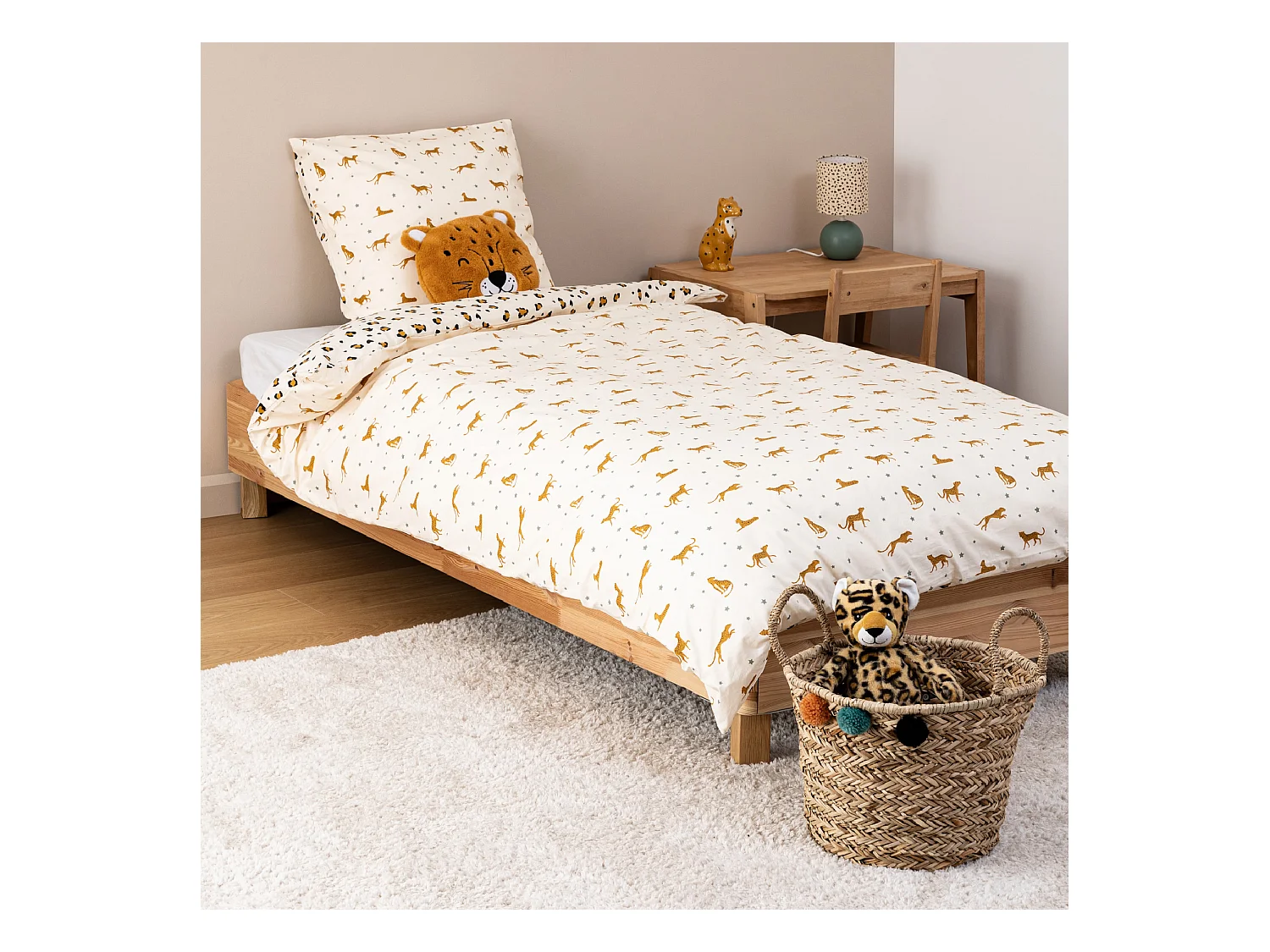 Wende-Bettwäsche Leopard für Kinder 140 x 200 cm