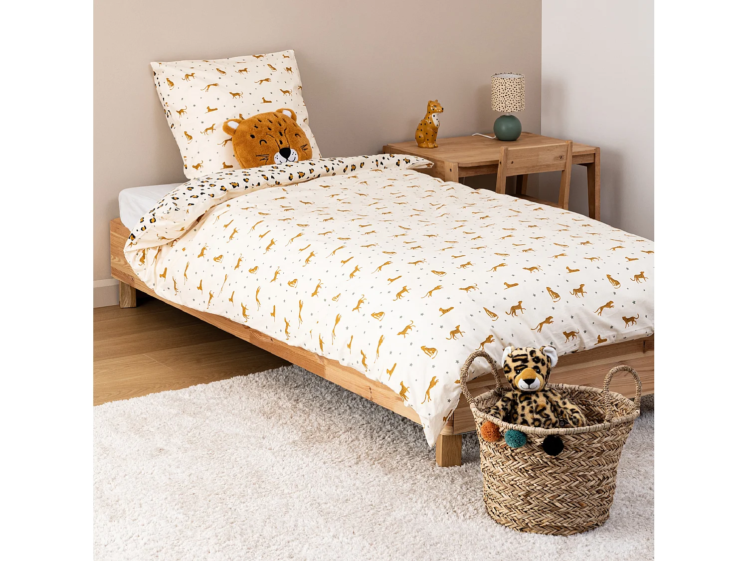 Wende-Bettwäsche Leopard für Kinder 140 x 200 cm