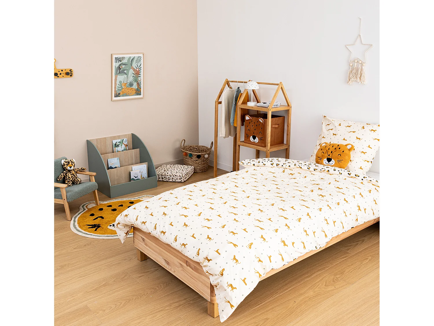 Wende-Bettwäsche Leopard für Kinder 140 x 200 cm