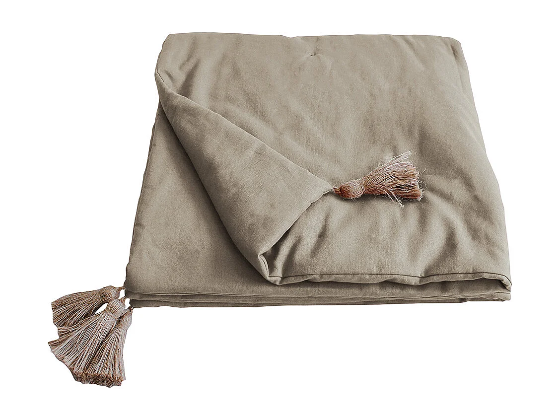 Edredon Panama avec pompons jute 90 x 190 cm - Enjoy Home