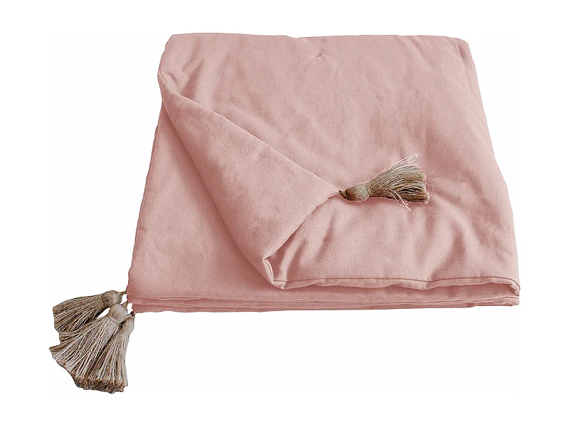 Edredon Panama avec pompons jute 90 x 190 cm - Enjoy Home