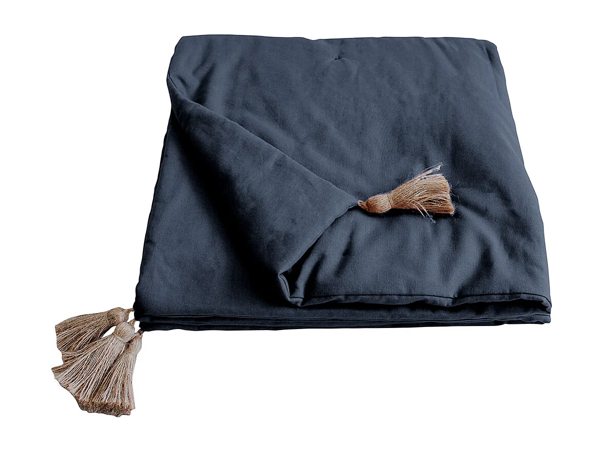 Edredon Panama avec pompons jute 90 x 190 cm - Enjoy Home