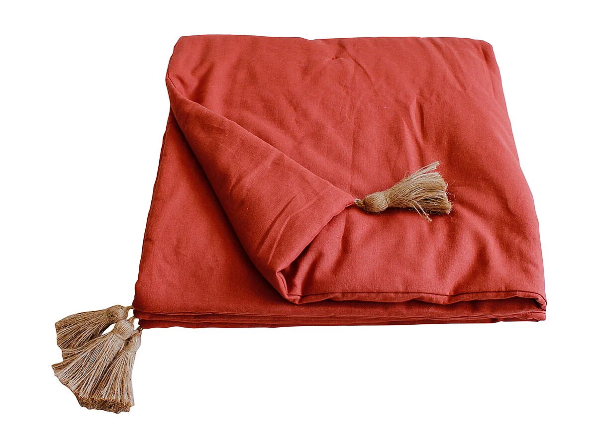 Edredon Panama avec pompons jute 90 x 190 cm - Enjoy Home