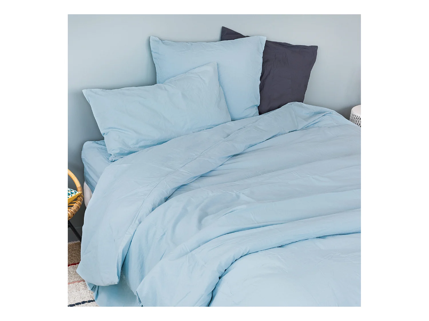 Sábana bajera en algodón lavado 90 x 190 cm