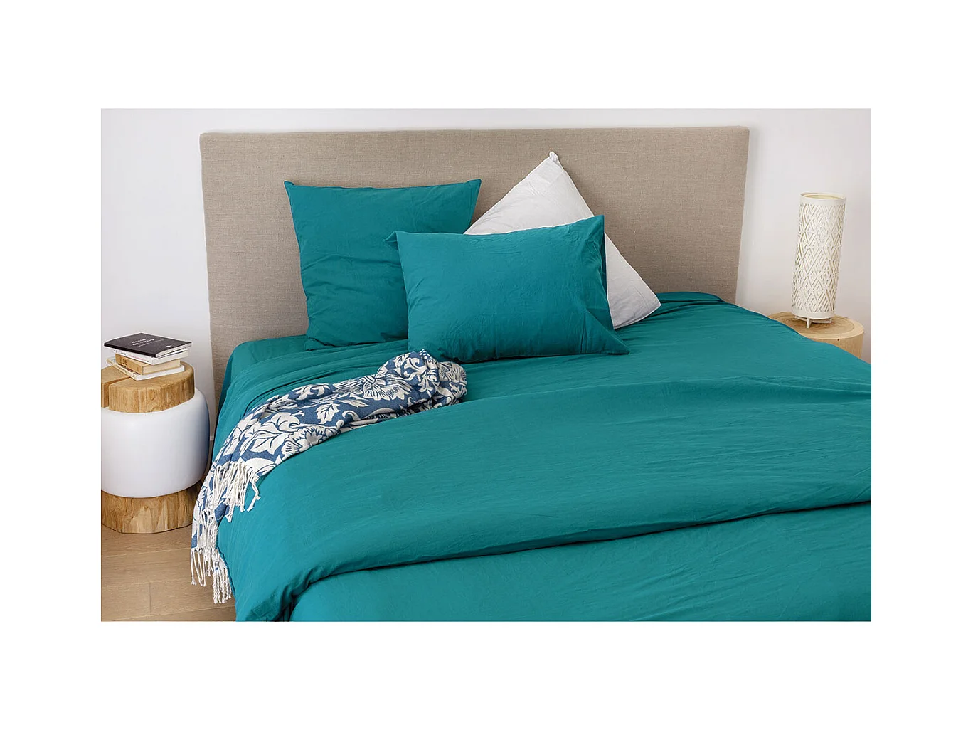 Sábana bajera en algodón lavado 90 x 190 cm