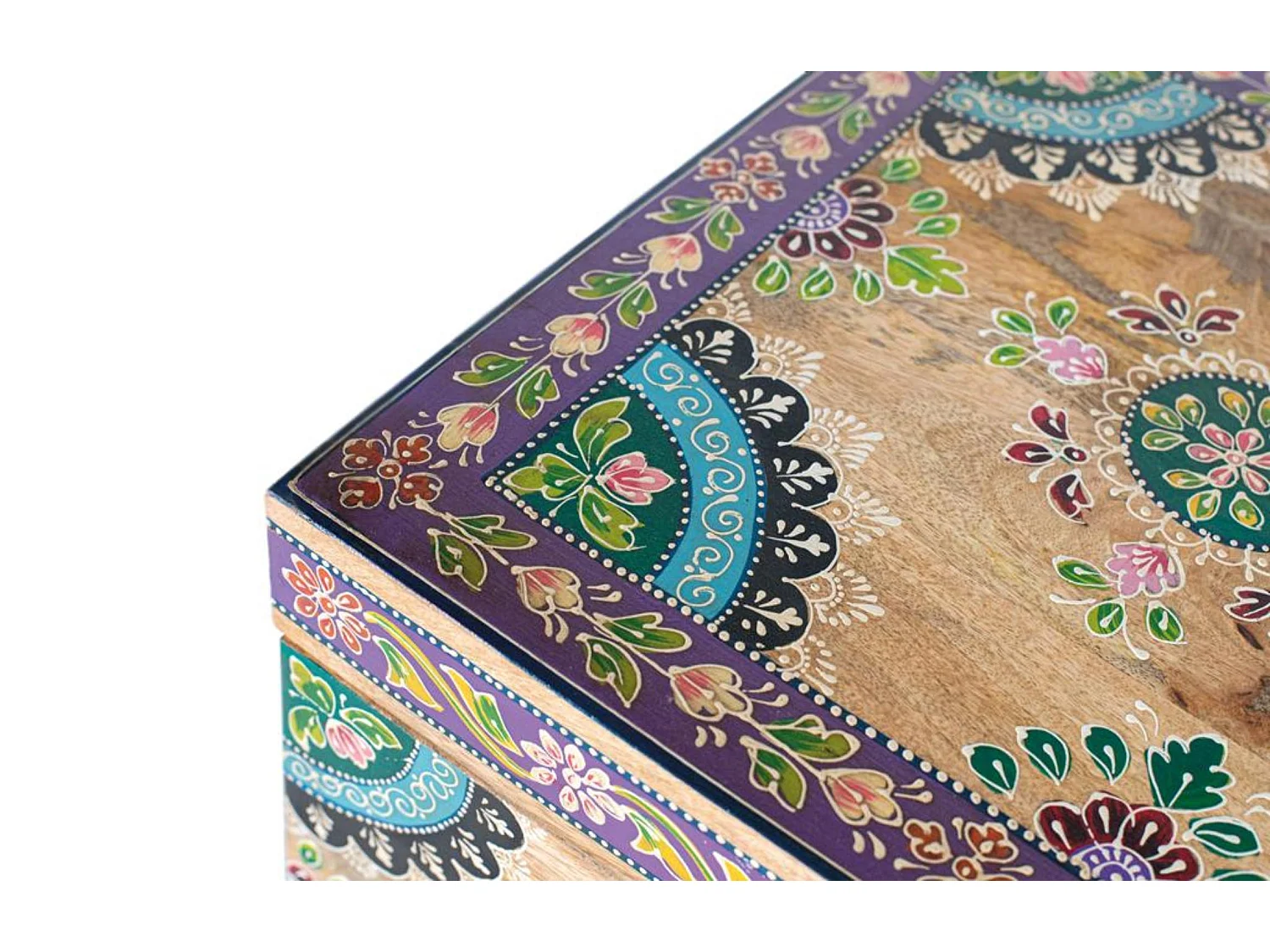 Truhe aus handbemaltem Mangoholz 81 cm