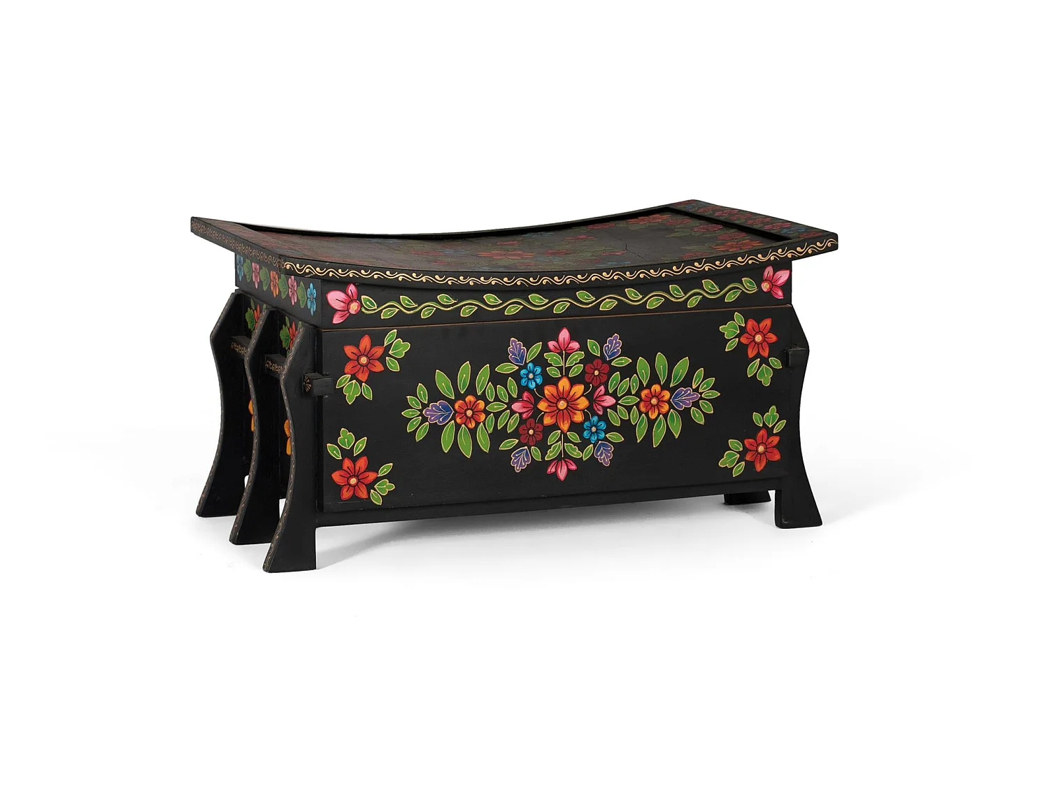 Coffre en bois de manguier 83 cm, style ethnique, fait main - 45 x 83 x 51