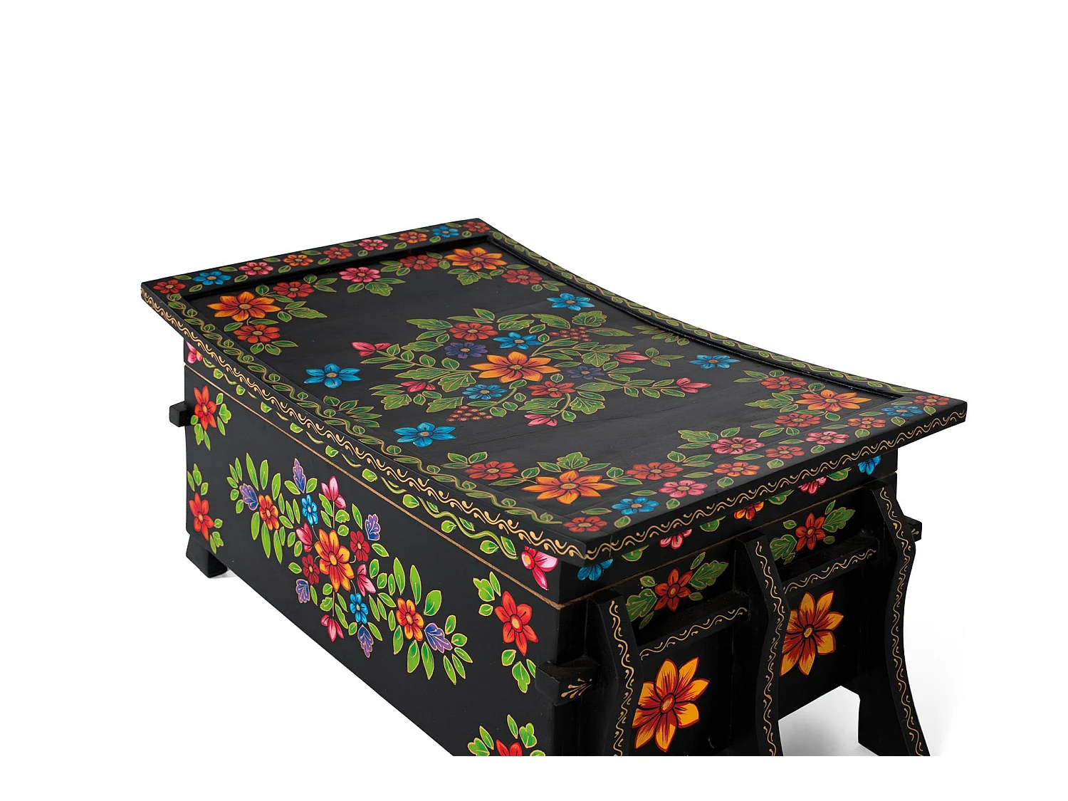 Coffre en bois de manguier 83 cm, style ethnique, fait main - 45 x 83 x 51