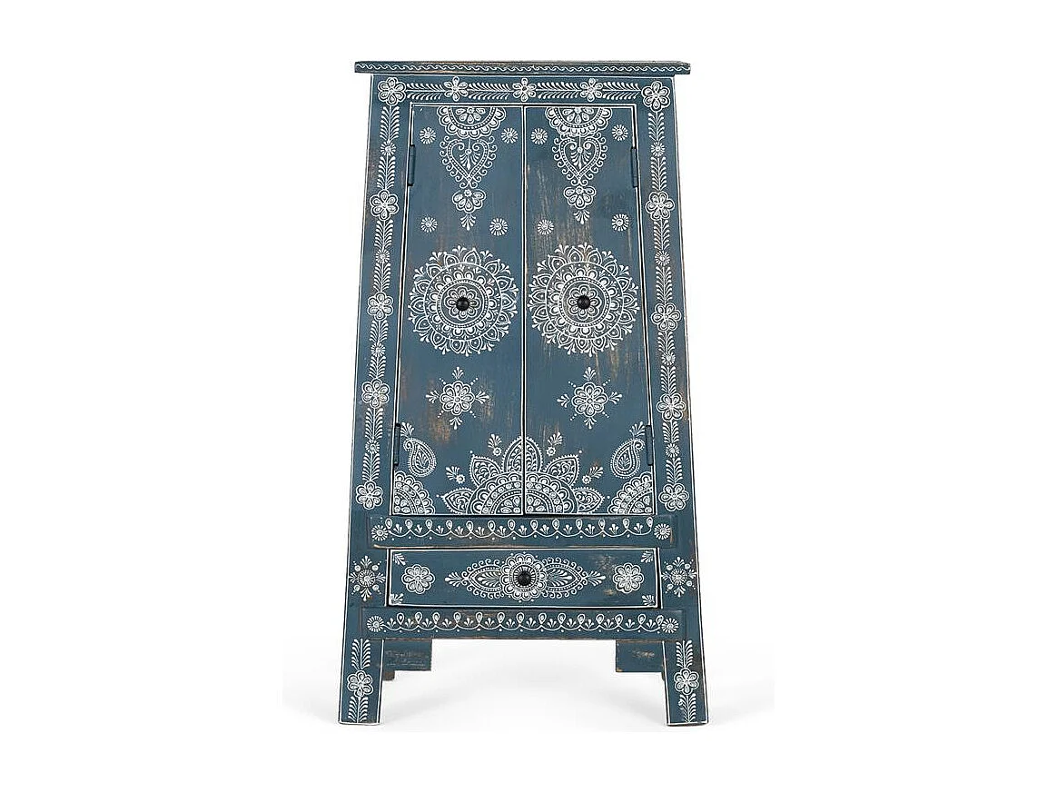 Meble pomocnicze z drewna mango i płyty MDF malowanej ręcznie