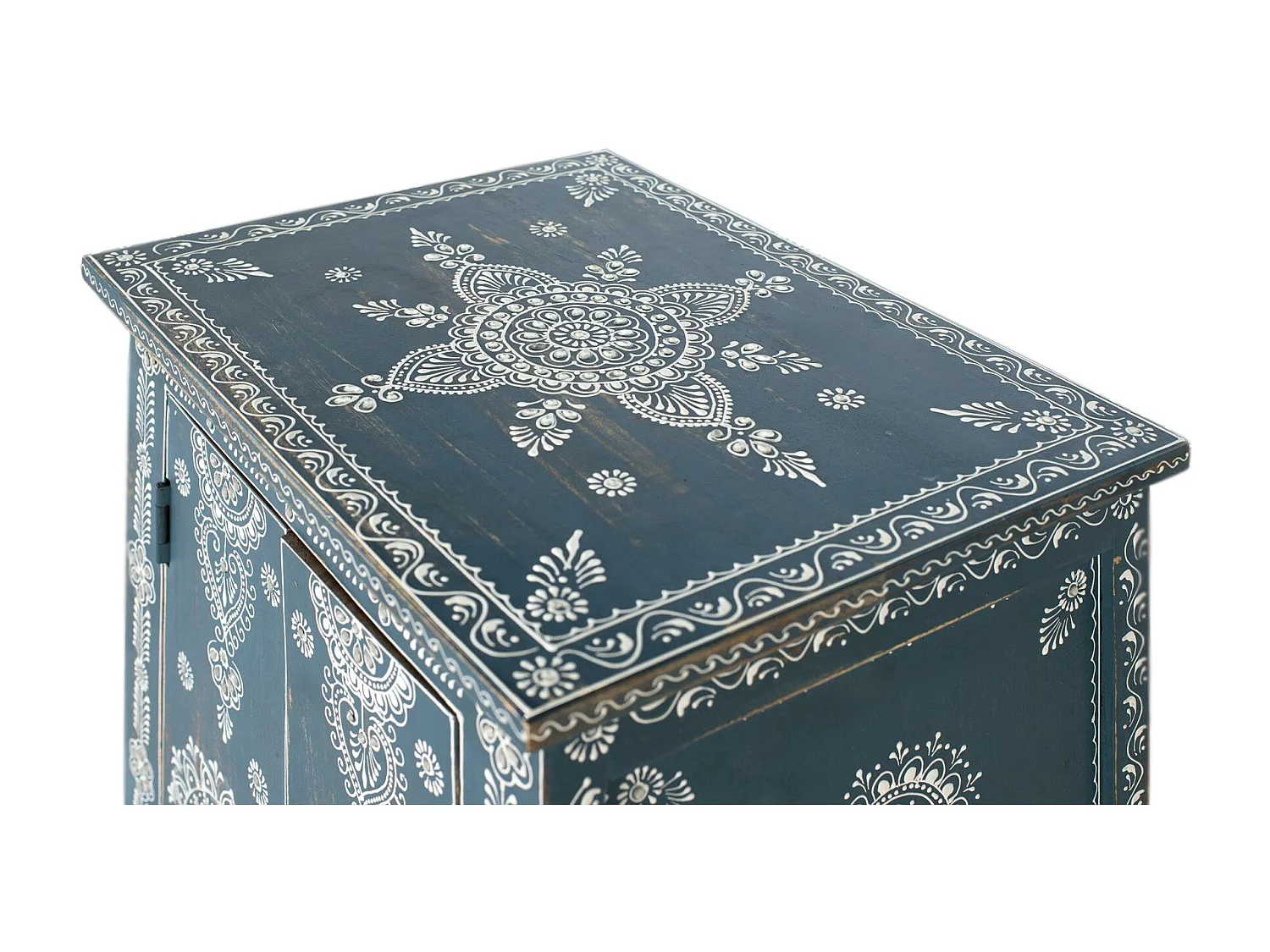 Meble pomocnicze z drewna mango i płyty MDF malowanej ręcznie