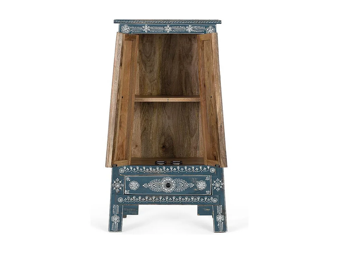 Meuble d'appoint en bois de manguier et MDF peint à la main