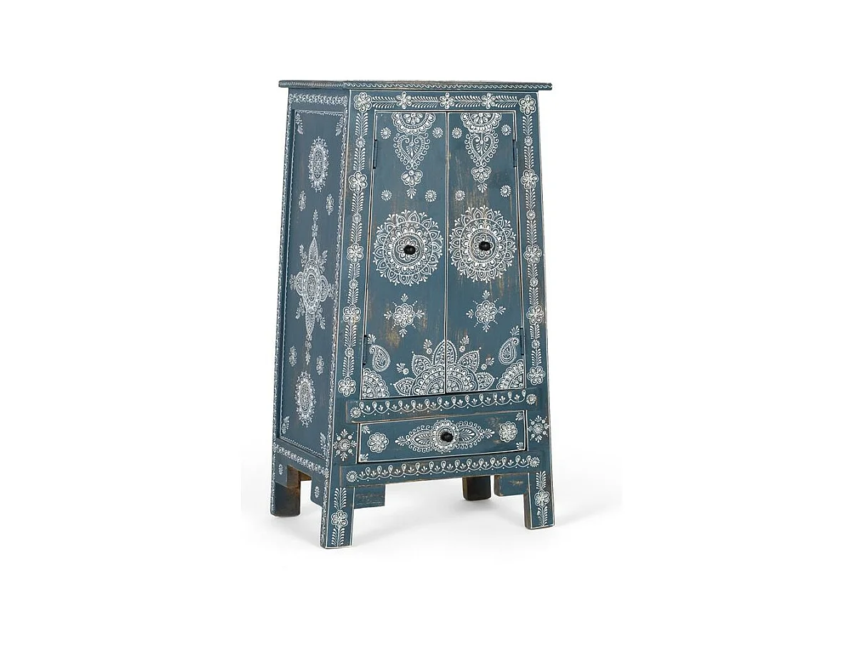 Meuble d'appoint en bois de manguier et MDF peint à la main