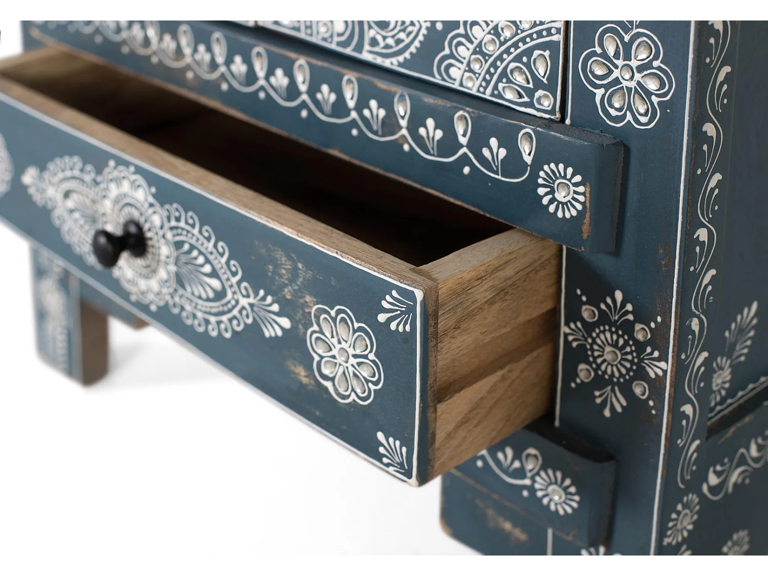 Meuble d'appoint en bois de manguier et MDF peint à la main