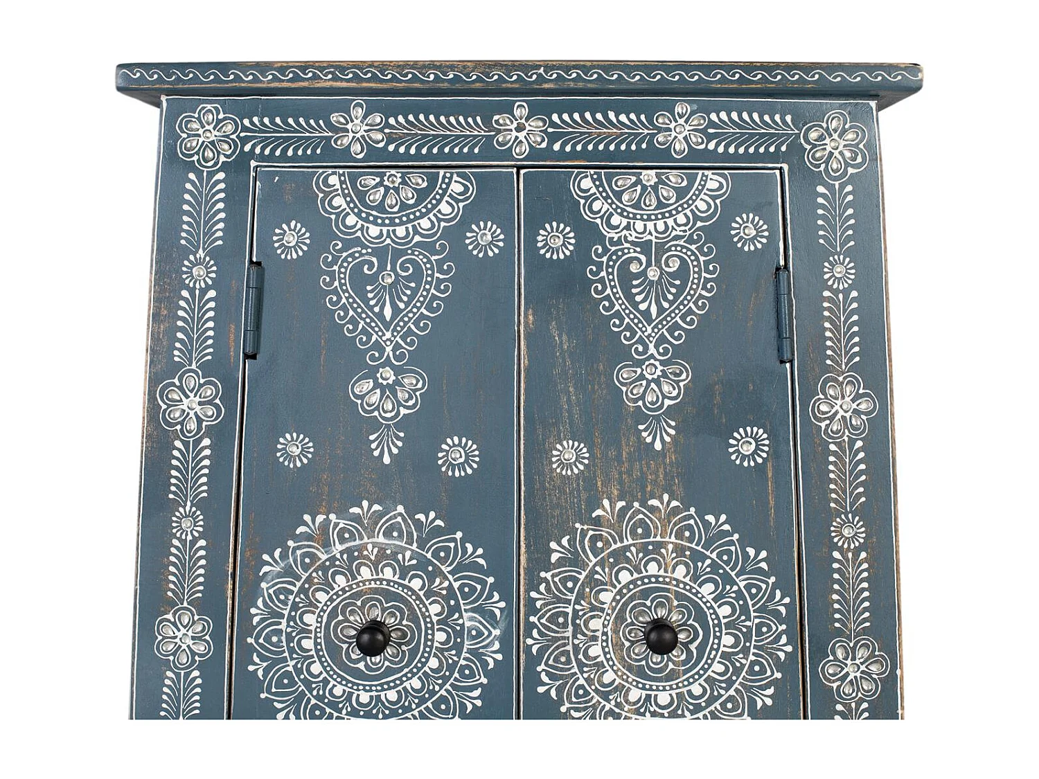 Meuble d'appoint en bois de manguier et MDF peint à la main