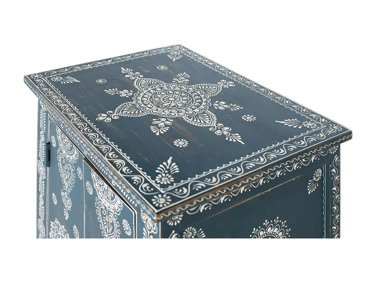 Meuble d'appoint en bois de manguier et MDF peint à la main