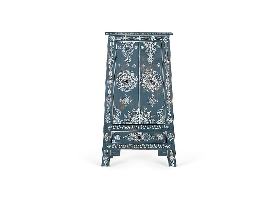 Meuble d'appoint en bois de manguier, MDF 50 cm, style ethnique contemporain - 92 x 50 x 35
