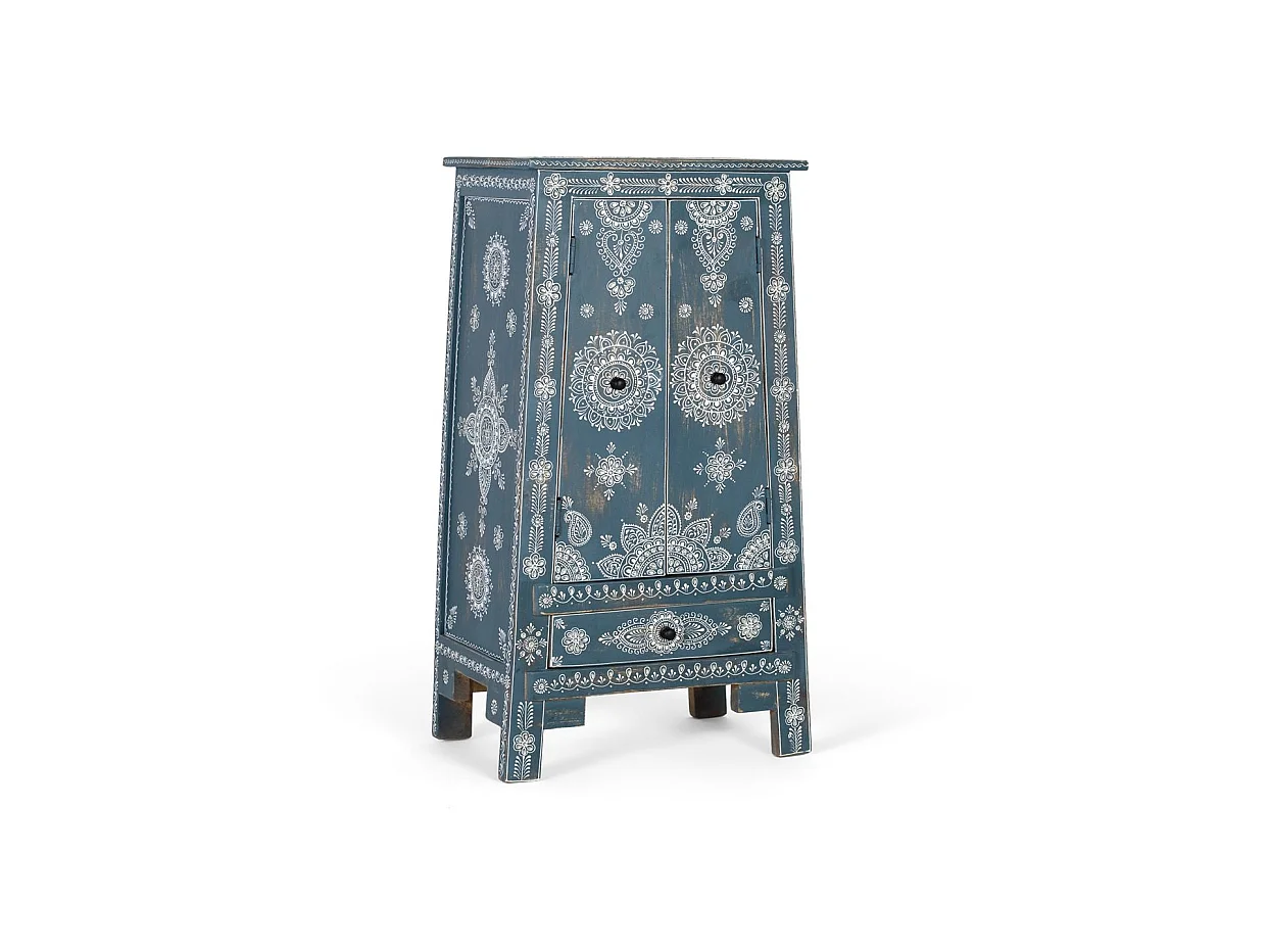 Meuble d'appoint en bois de manguier, MDF 50 cm, style ethnique contemporain - 92 x 50 x 35