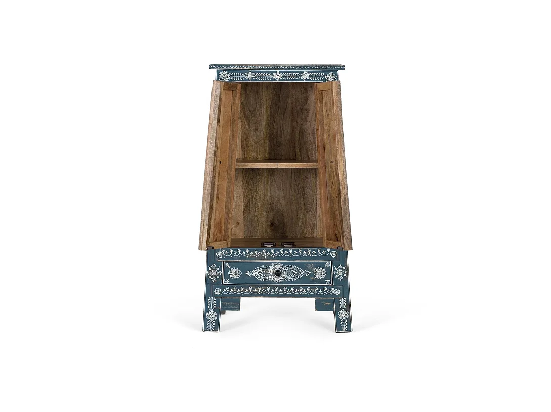 Meuble d'appoint en bois de manguier, MDF 50 cm, style ethnique contemporain - 92 x 50 x 35