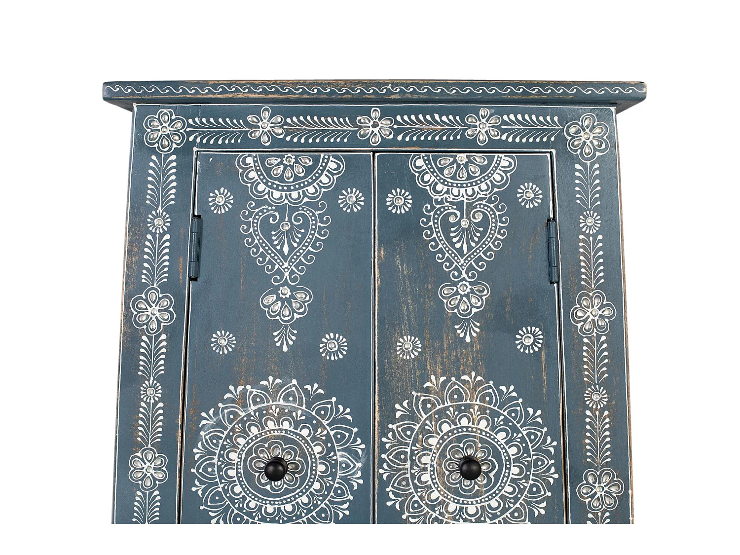 Meuble d'appoint en bois de manguier, MDF 50 cm, style ethnique contemporain - 92 x 50 x 35