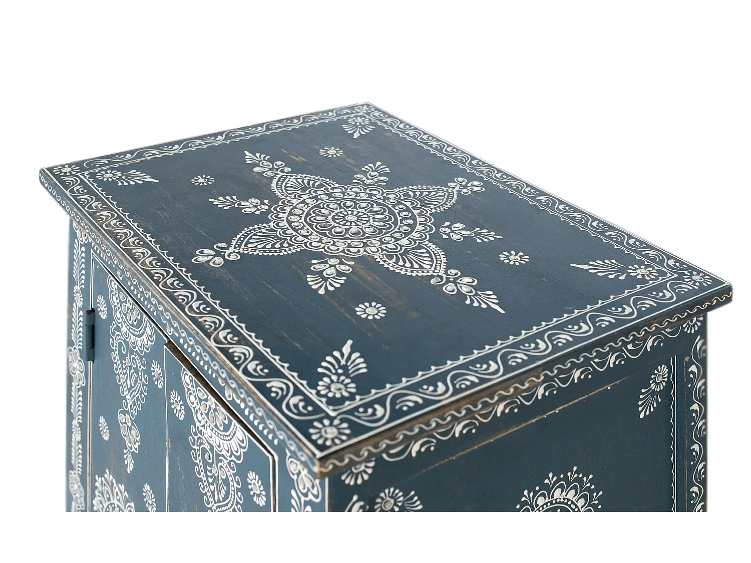 Meuble d'appoint en bois de manguier, MDF 50 cm, style ethnique contemporain - 92 x 50 x 35
