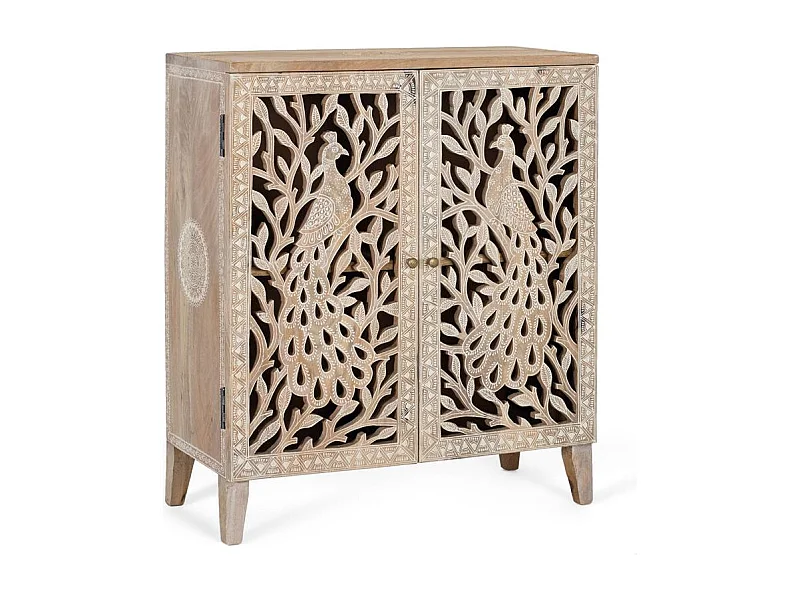 Meuble d'appoint en bois de manguier sculpté à la main