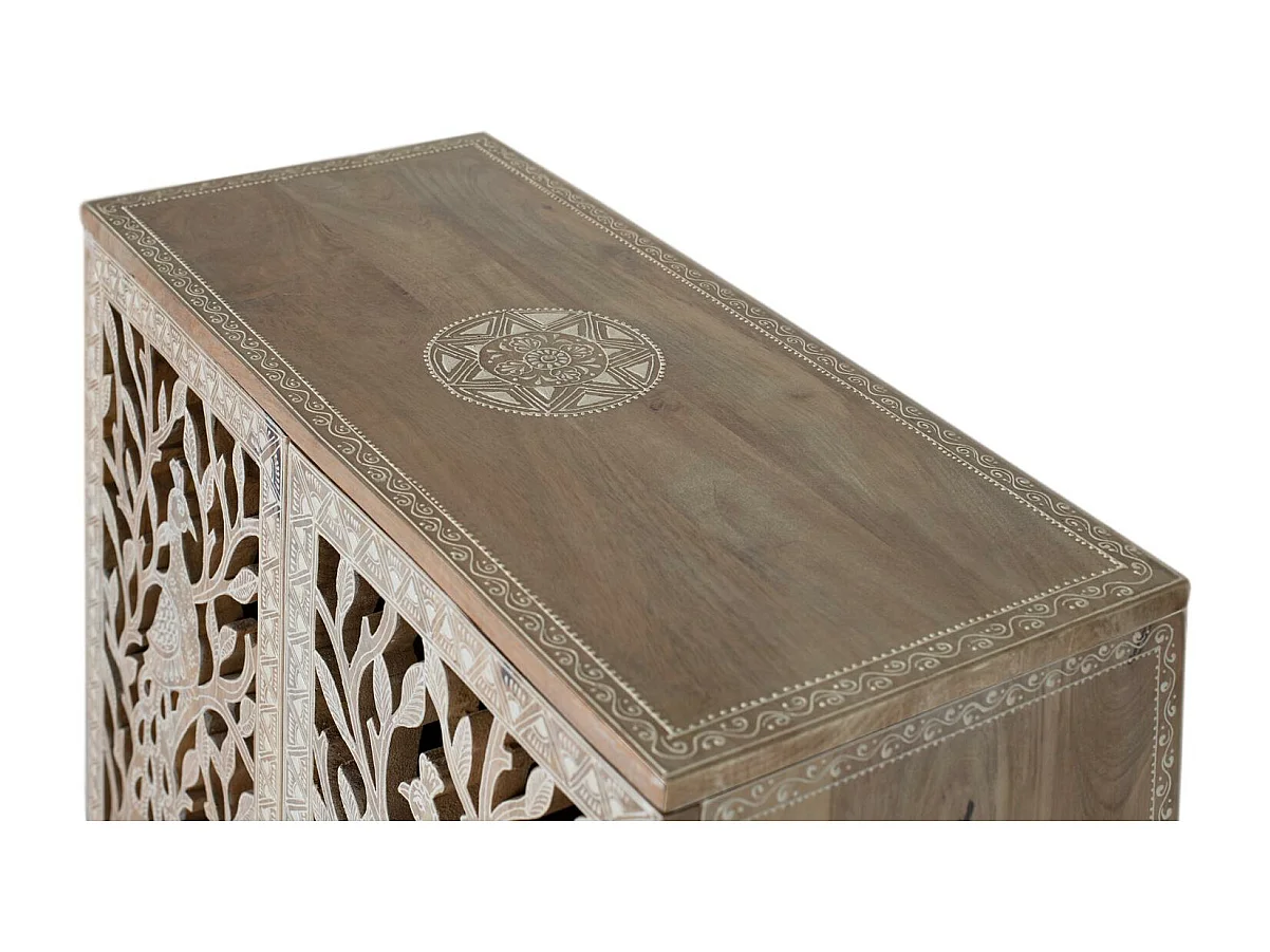 Meuble d'appoint en manguier bois sculpté à la main