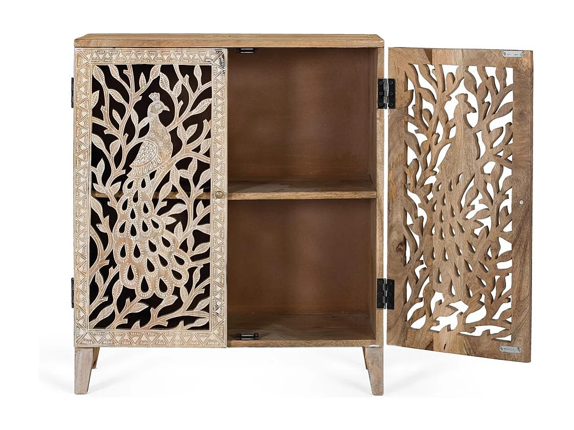 Meuble d'appoint en bois de manguier sculpté à la main