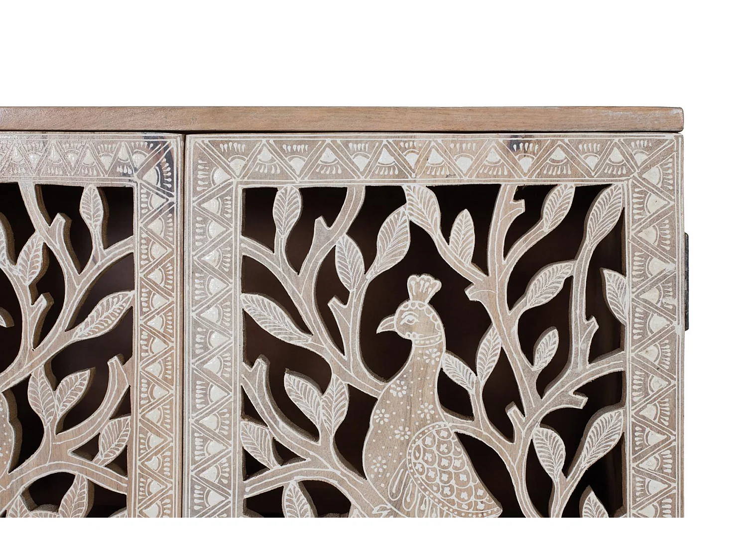 Meuble d'appoint en bois de manguier sculpté à la main