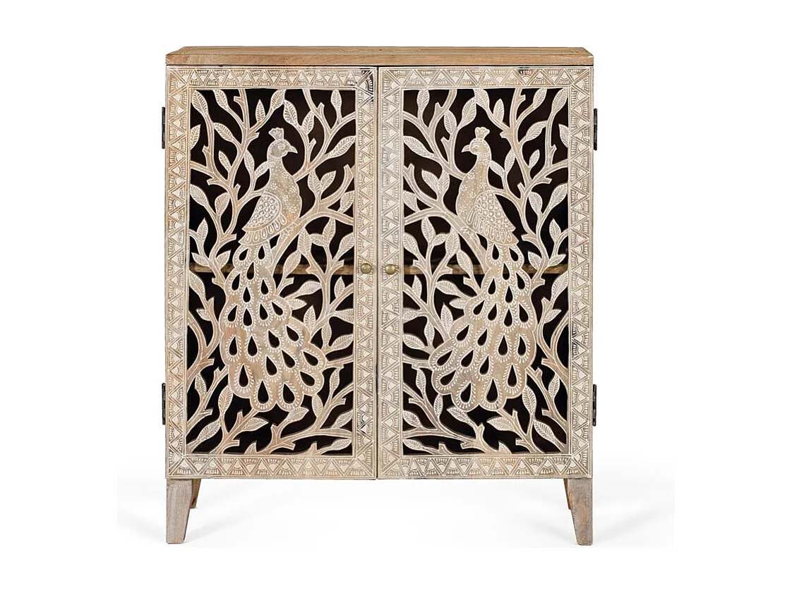 Meuble d'appoint en bois de manguier sculpté à la main