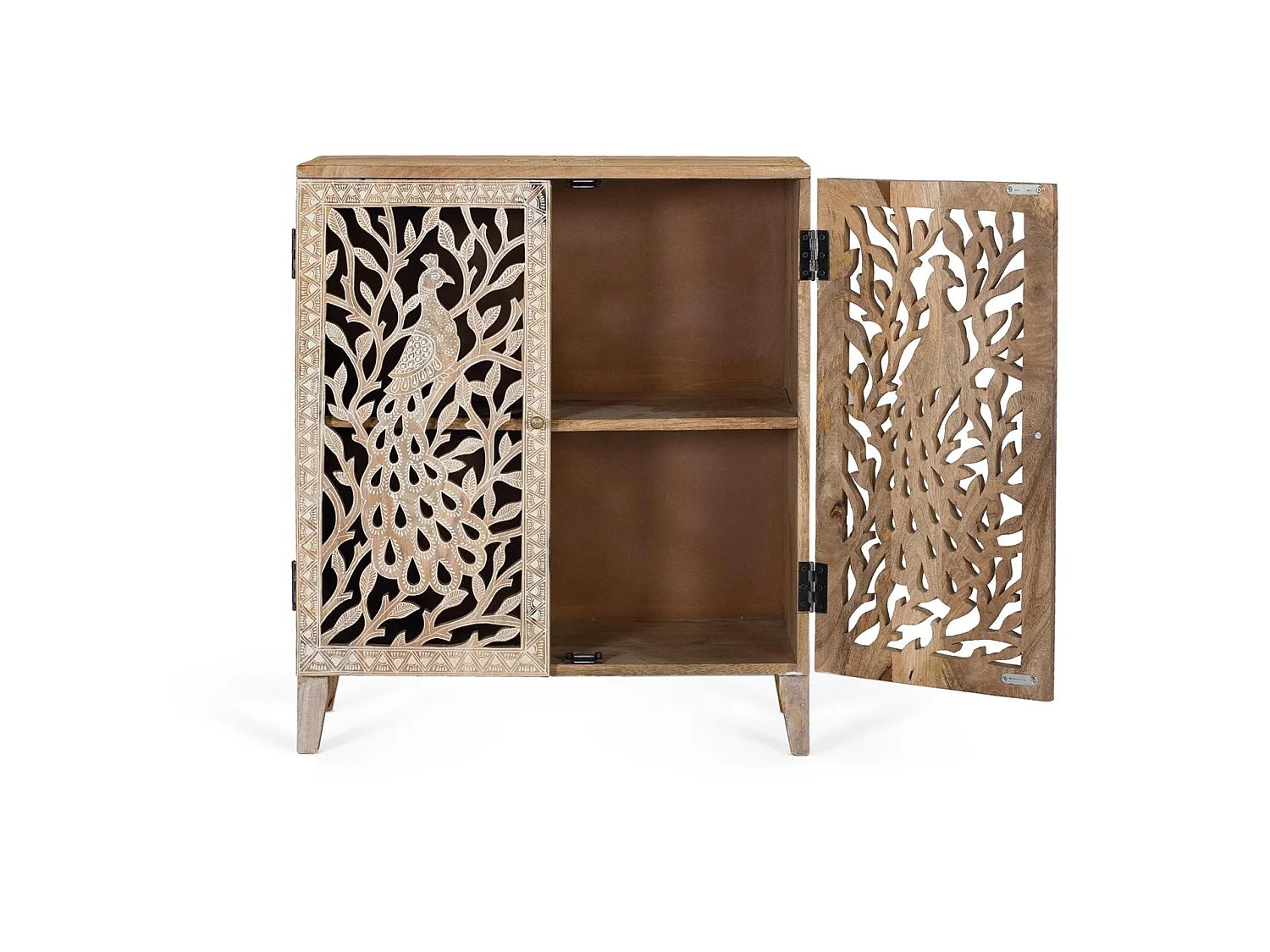 Mesa lateral em madeira de mangueira, estilo rústico clássico, 66 cm - 77 x 66 x 30 cm