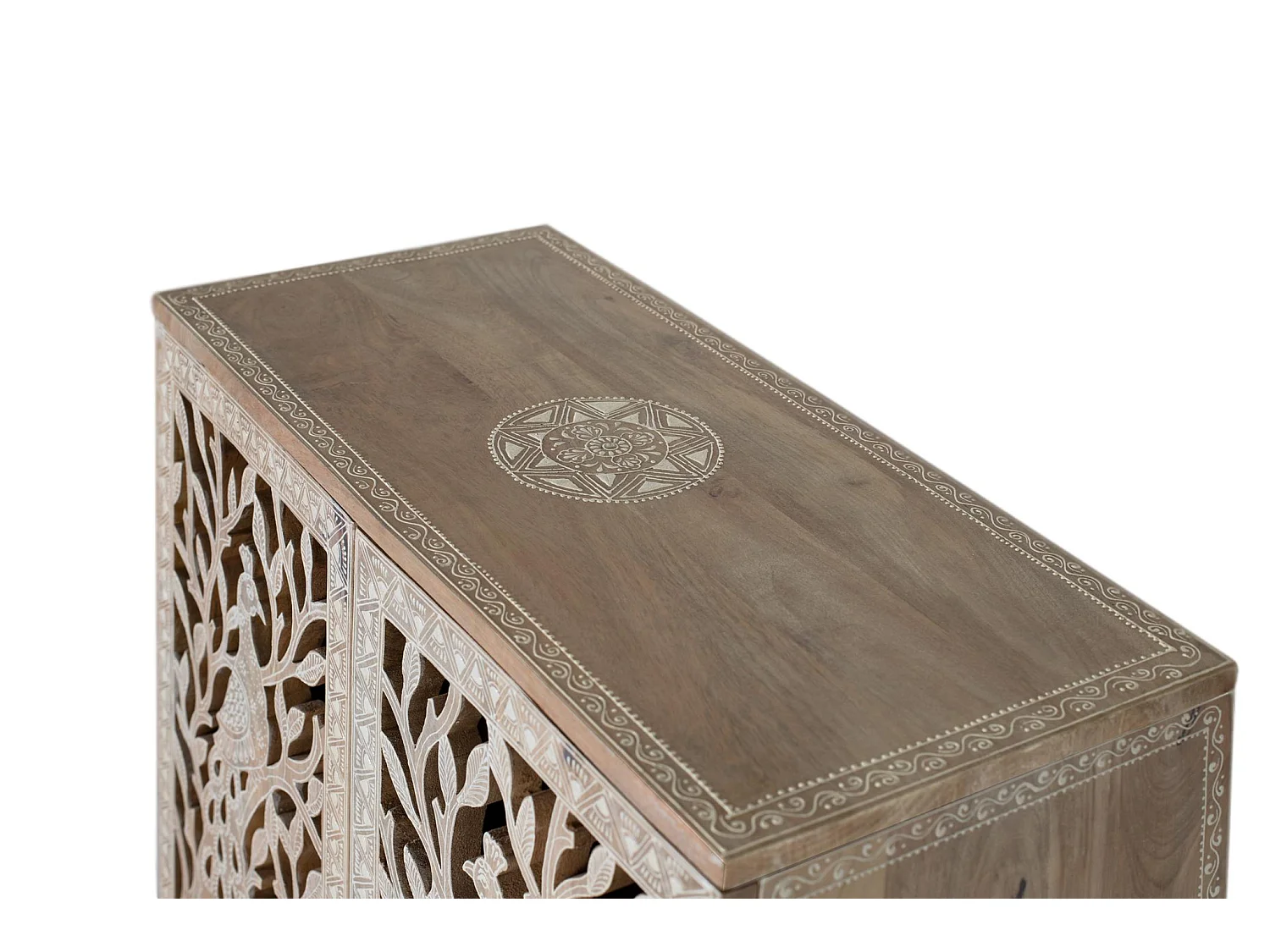 Mesa lateral em madeira de mangueira, estilo rústico clássico, 66 cm - 77 x 66 x 30 cm
