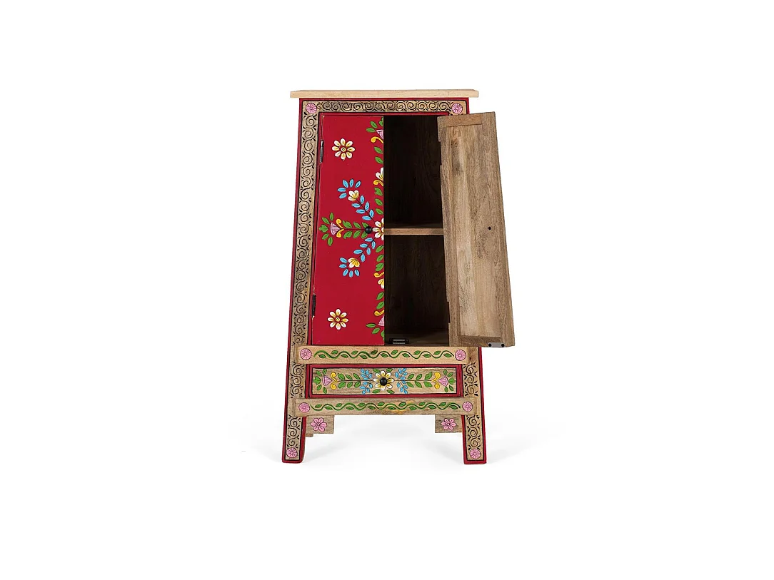 Meuble d'appoint en bois de manguier, MDF 50 cm, style ethnique, fait main - 92 x 50 x 35