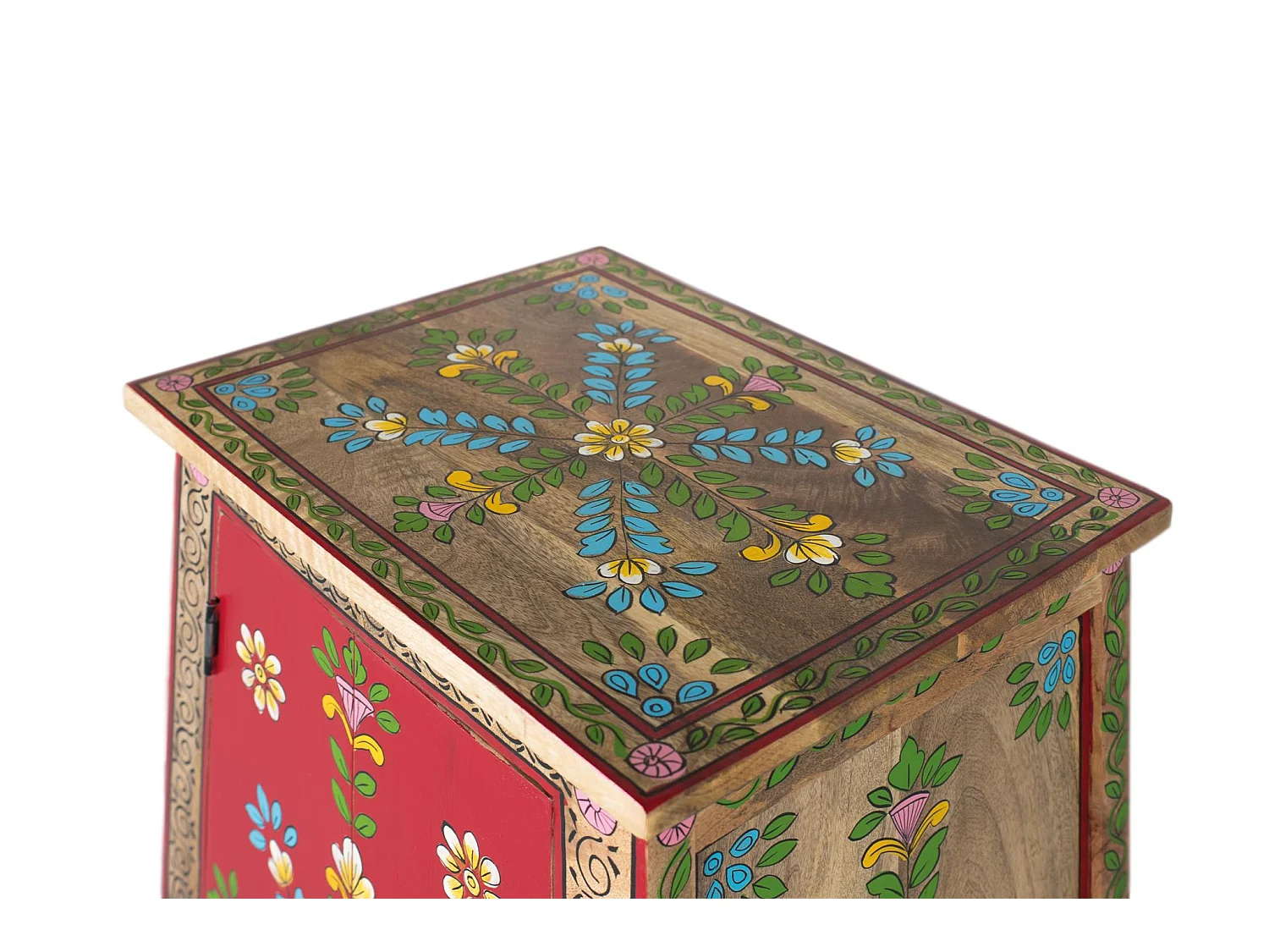 Meuble d'appoint en bois de manguier, MDF 50 cm, style ethnique, fait main - 92 x 50 x 35