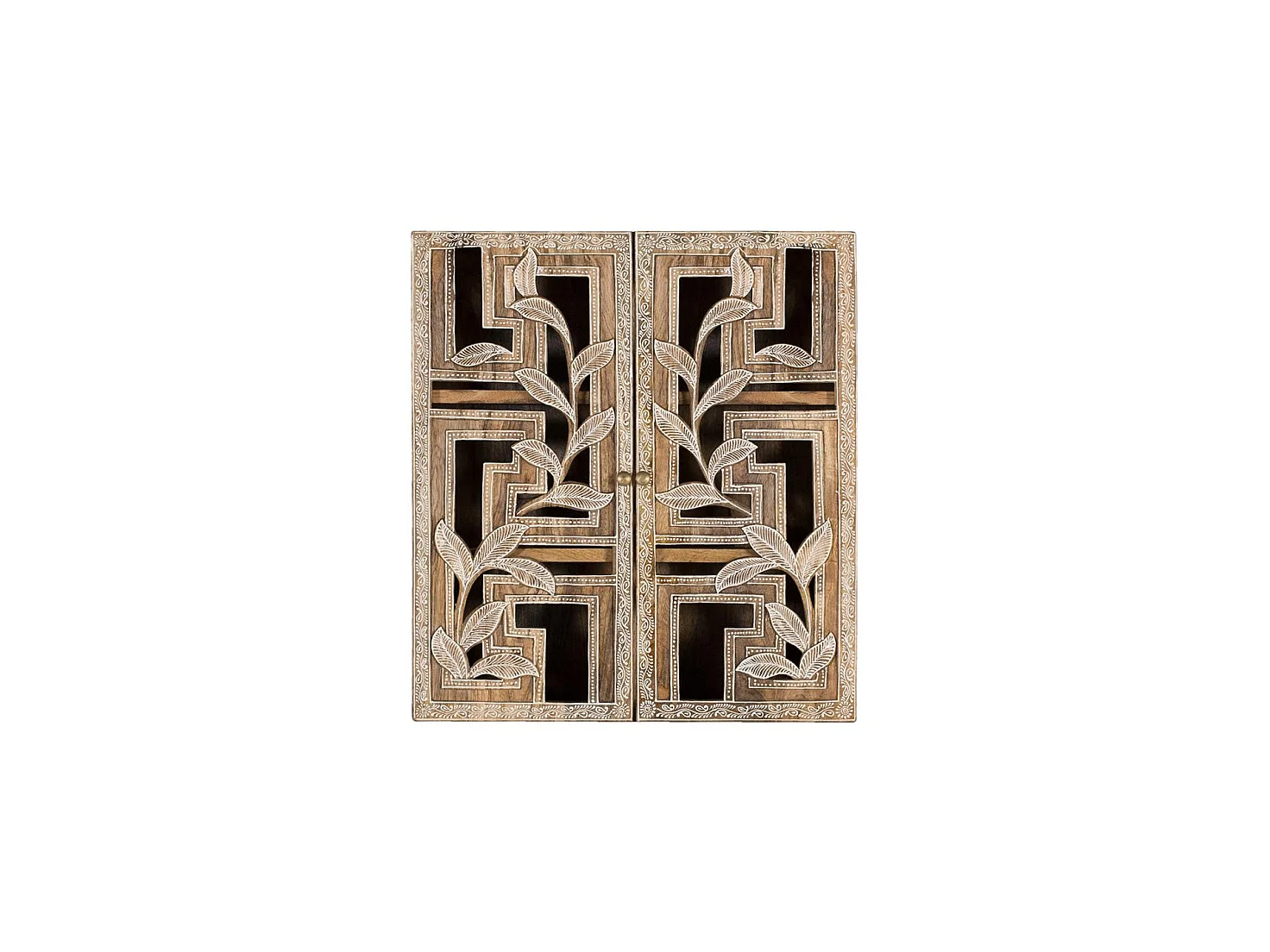 Étagère en bois de manguier 50 cm, style ethnique, faite main - 56 x 50 x 15