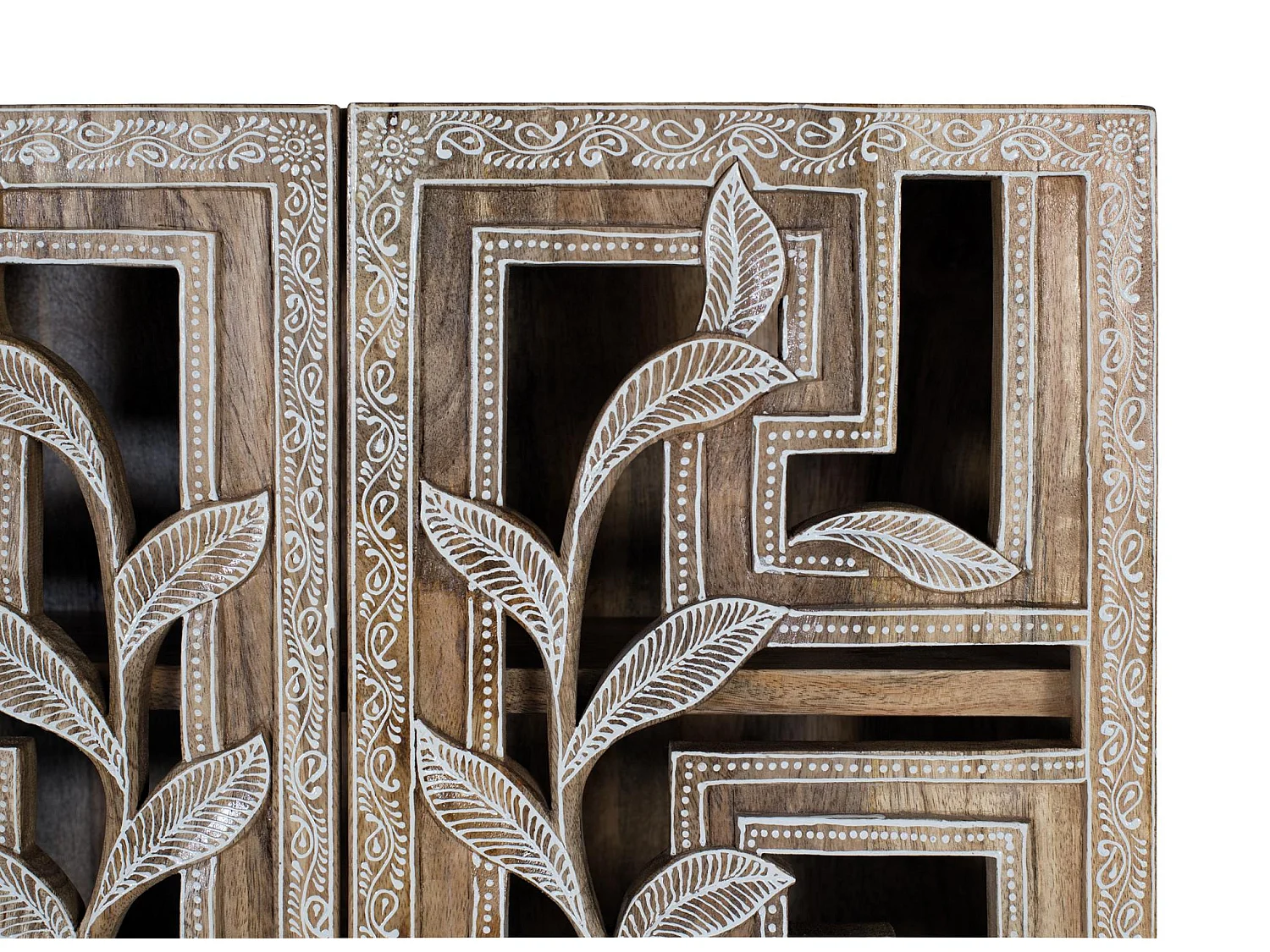 Étagère en bois de manguier 50 cm, style ethnique, faite main - 56 x 50 x 15