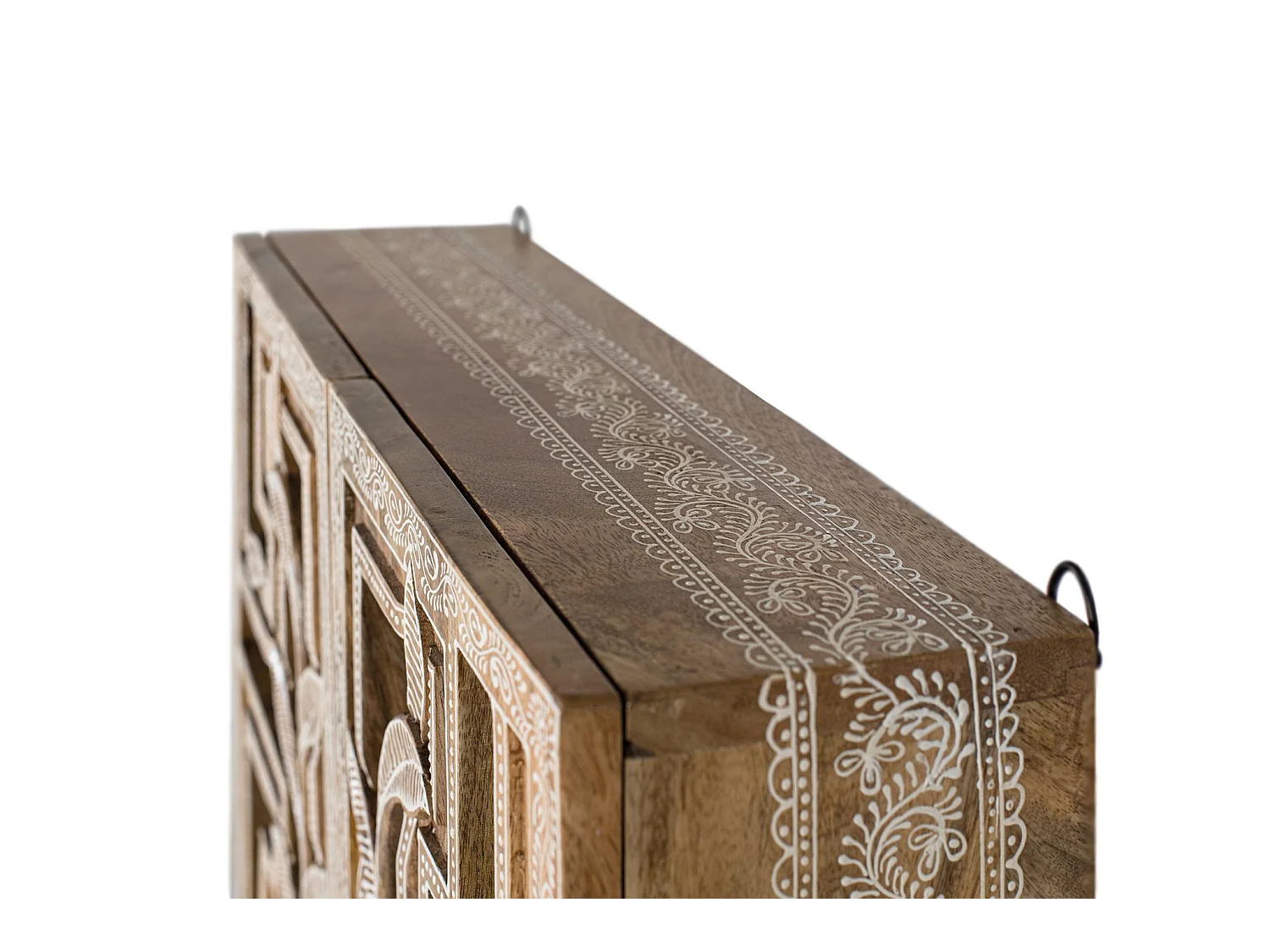Étagère en bois de manguier 50 cm, style ethnique, faite main - 56 x 50 x 15