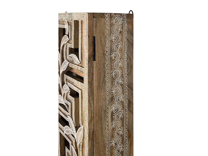 Étagère en bois de manguier 50 cm, style ethnique, faite main - 56 x 50 x 15