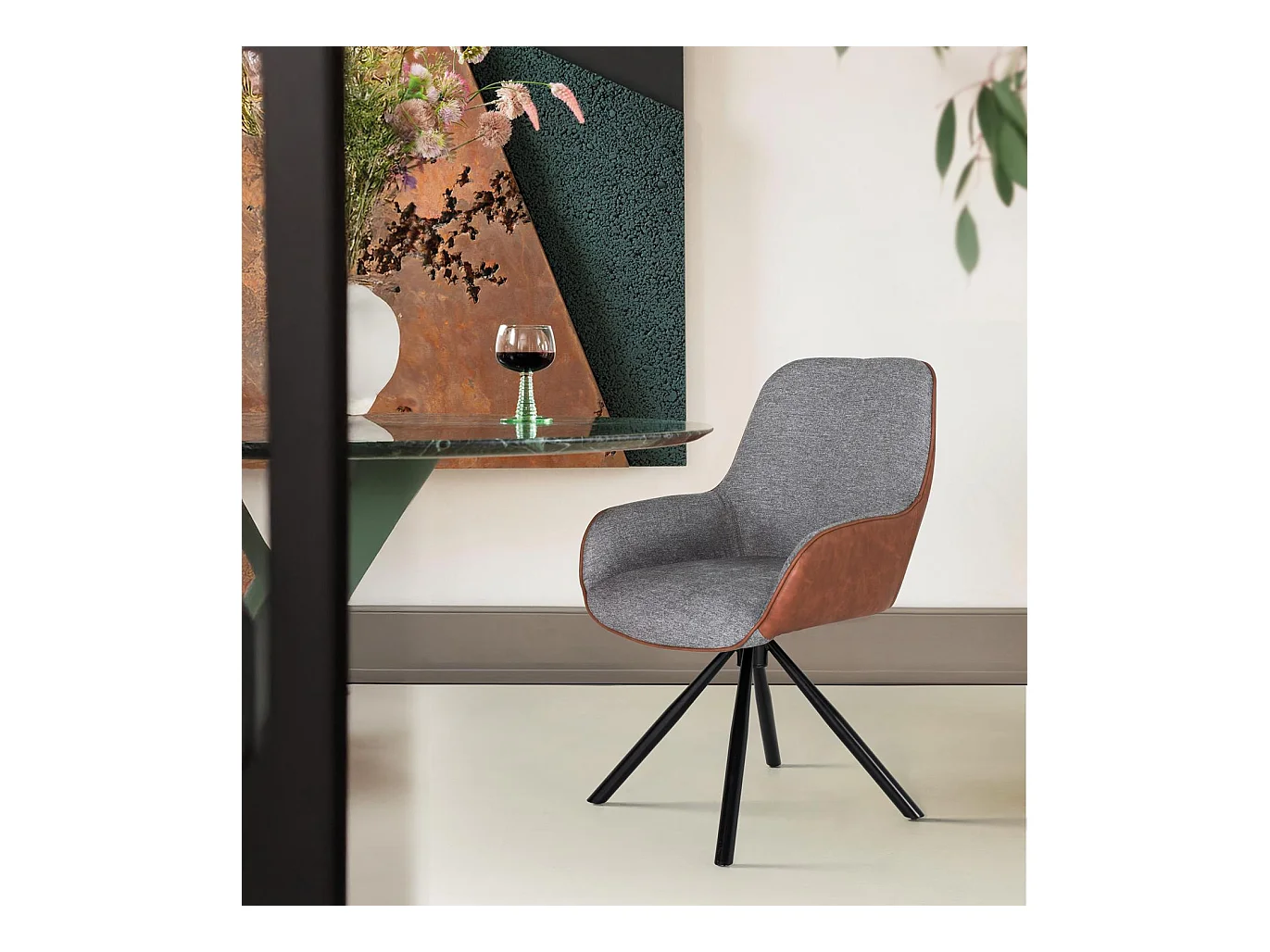 Ensemble de 2 chaises pivotantes recouvertes de tissu