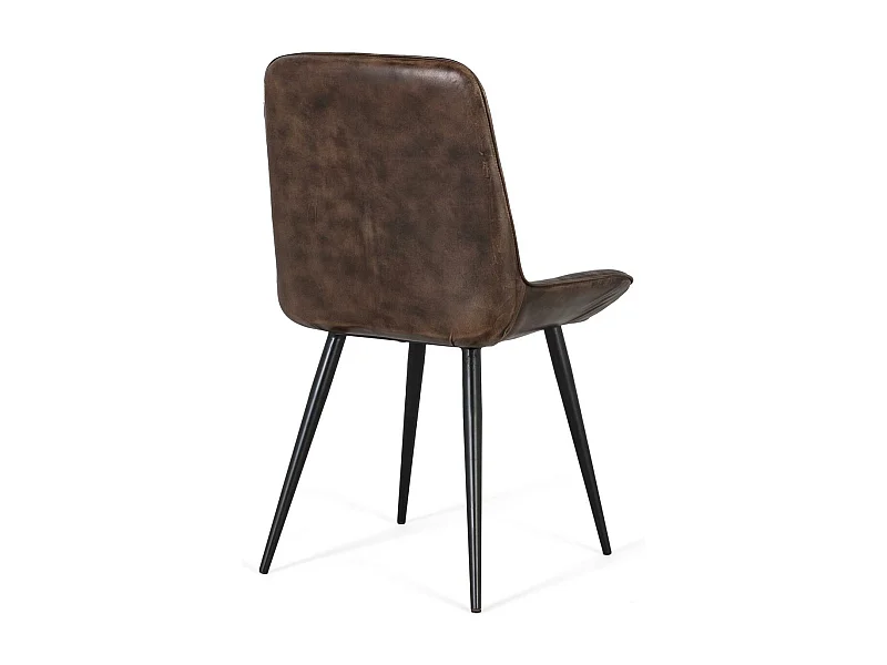 Gepolsterter Stuhl aus aschgrauem Leder mit weicher Oberfläche