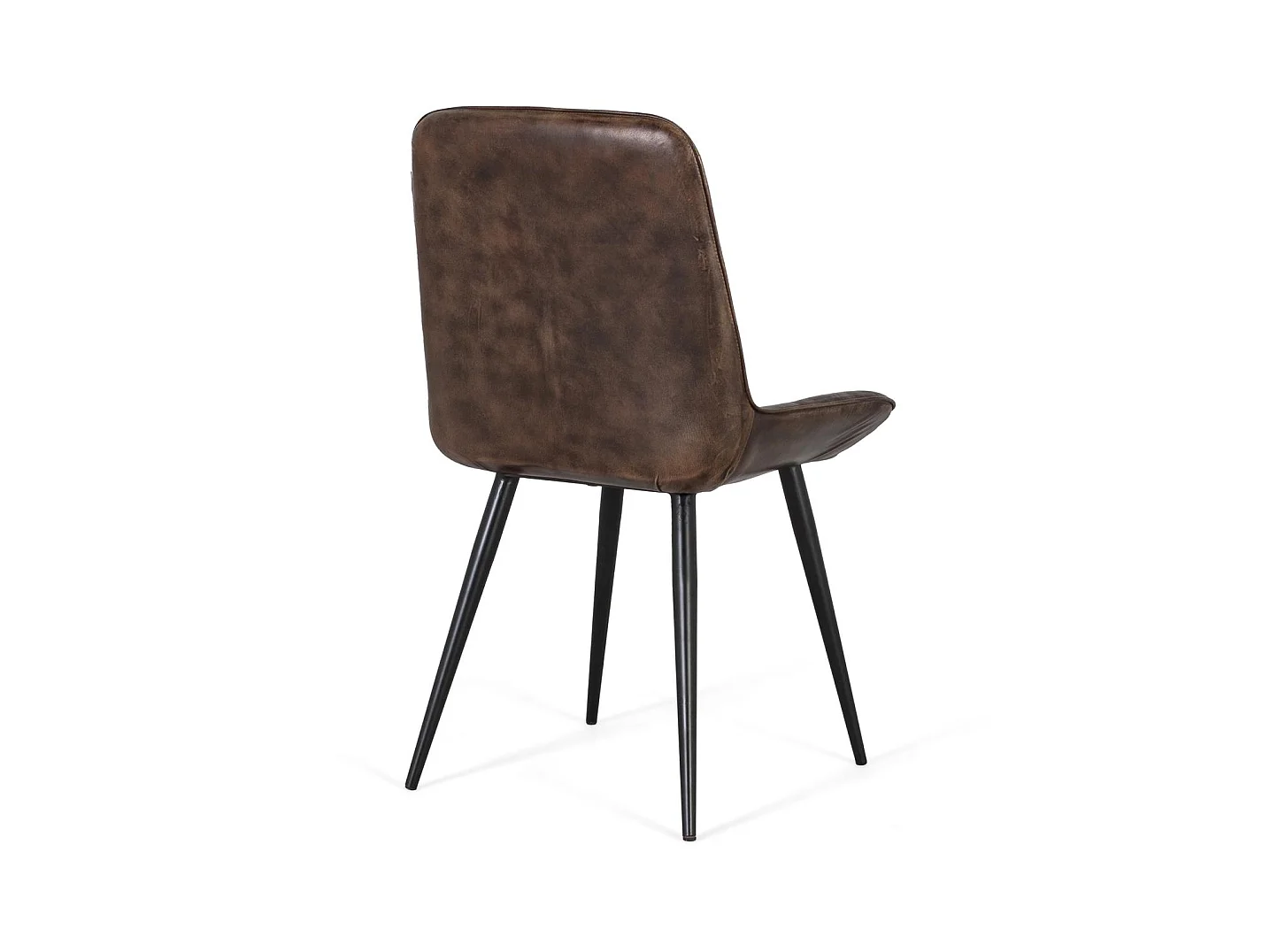 Sedia imbottita in pelle grigio cenere
