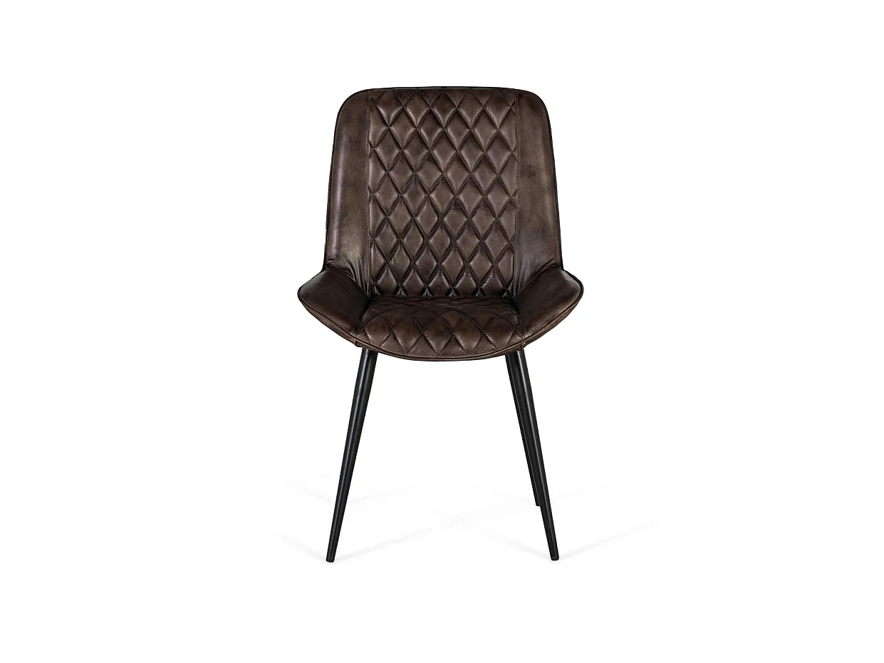 Sedia imbottita in pelle grigio cenere