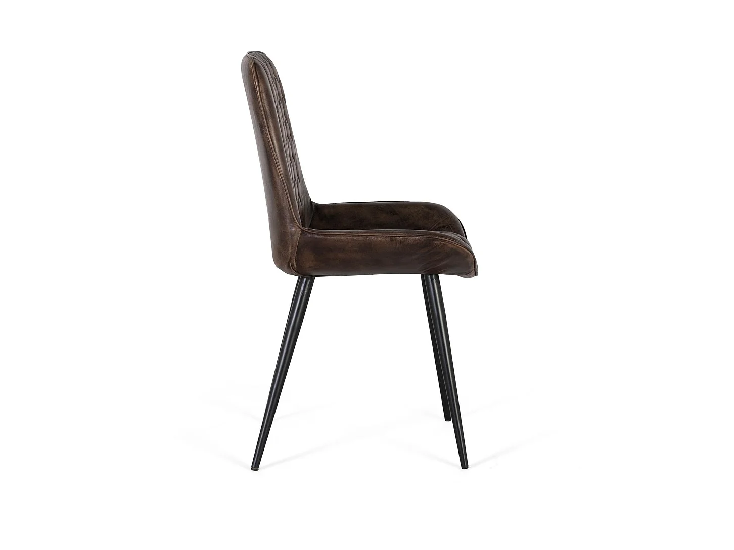 Sedia imbottita in pelle grigio cenere
